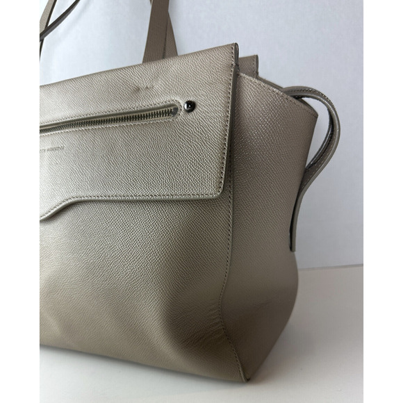 Rebecca Minkoff Gabby Leather Satchel Tote Large Shoulder Bag Beige Clean Lined - Picture 14 of 16